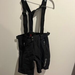 Black Youth Soft shell Shorts with Suspenders-side zipper